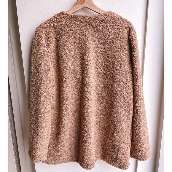 Sanctuary NWT Brown Teddy Fleece Coat Womens L Faux Fur Jacket Snap Front Soft - Picture 9 of 11